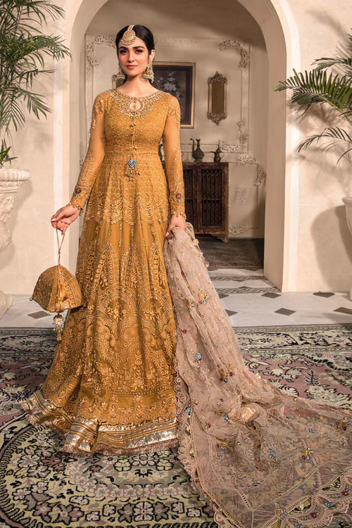 MARIA B EMBROIDERED CHIFFON SUITS UNSTITCHED 4 PIECE D6 - LUXURY COLLECTION