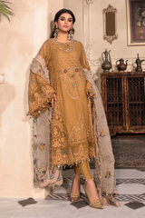 MARIA B EMBROIDERED CHIFFON SUITS UNSTITCHED 4 PIECE D6 - LUXURY COLLECTION