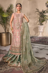 MARIA B EMBROIDERED NET SUITS UNSTITCHED 4 PIECE D7 - LUXURY COLLECTION