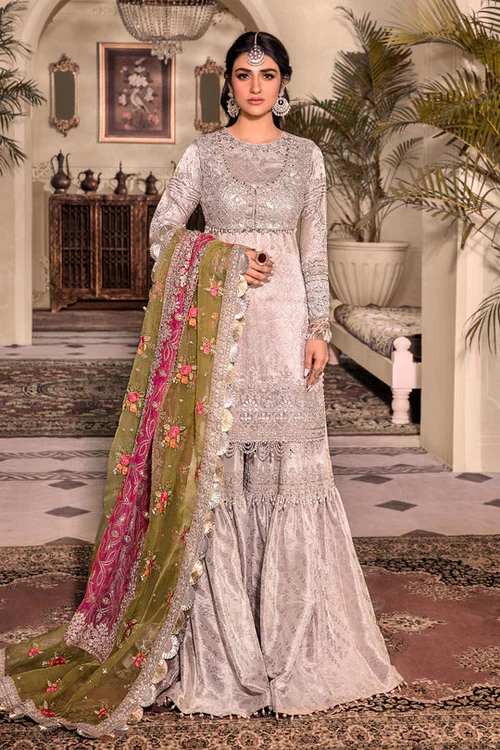 MARIA B EMBROIDERED ORGANZA SUITS UNSTITCHED 3 PIECE D1 - LUXURY COLLECTION