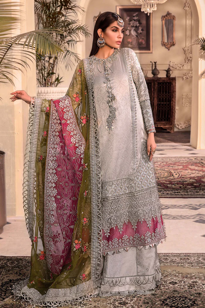 MARIA B EMBROIDERED ORGANZA SUITS UNSTITCHED 3 PIECE D1 - LUXURY COLLECTION