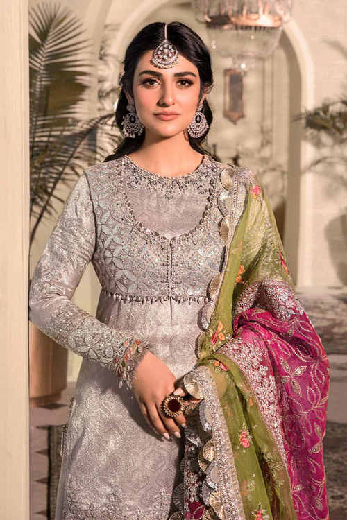 MARIA B EMBROIDERED ORGANZA SUITS UNSTITCHED 3 PIECE D1 - LUXURY COLLECTION