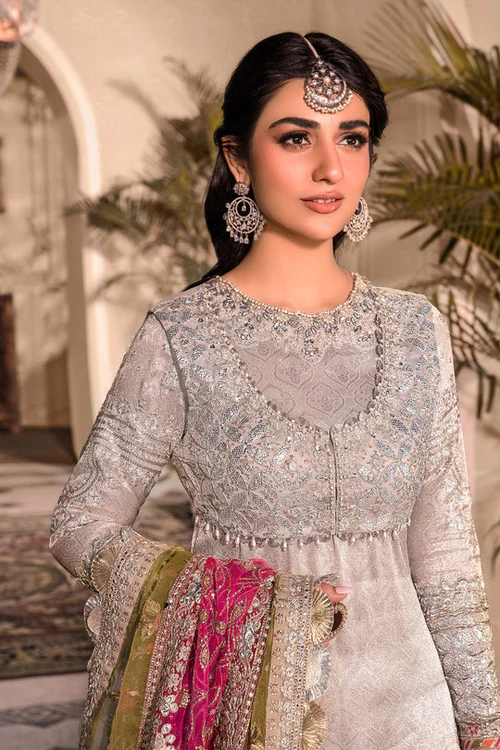 MARIA B EMBROIDERED ORGANZA SUITS UNSTITCHED 3 PIECE D1 - LUXURY COLLECTION