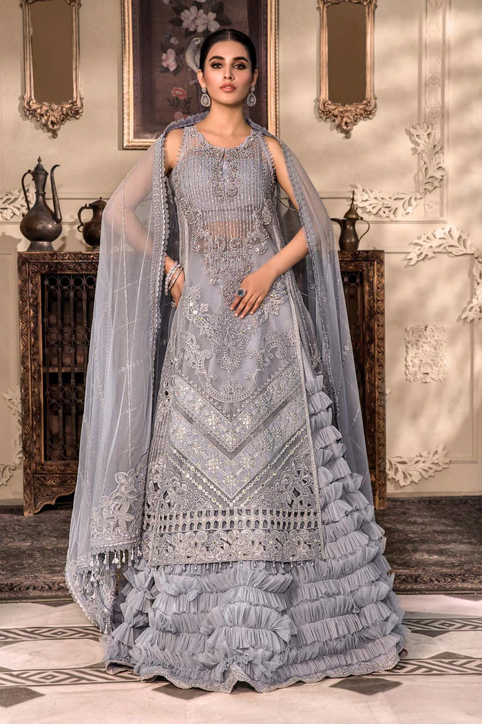 MARIA B EMBROIDERED ORGANZA SUITS UNSTITCHED 4 PIECE D3 - LUXURY COLLECTION