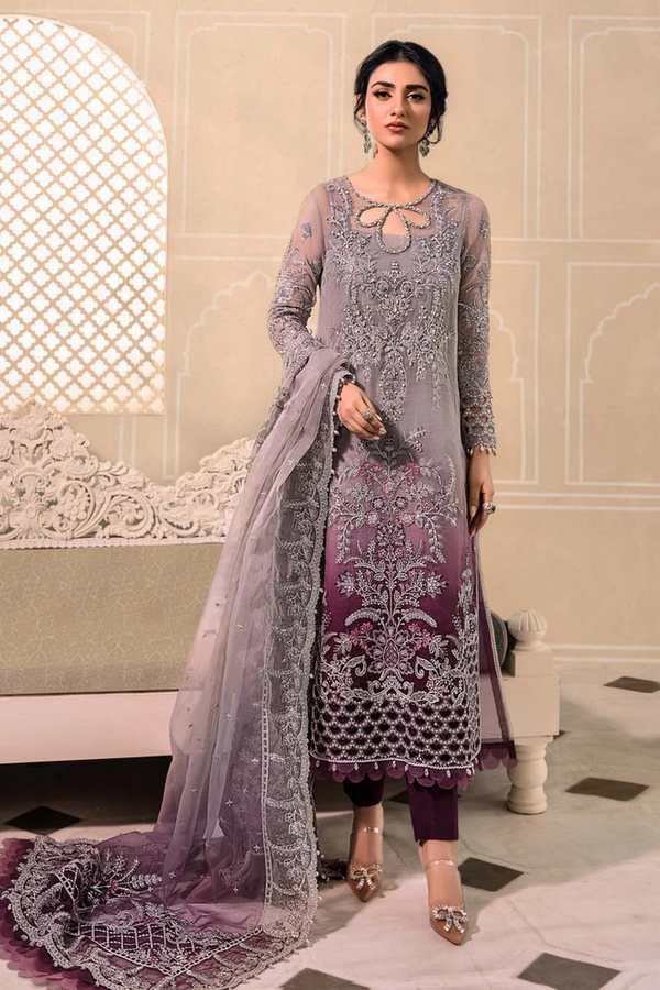 MARIA B EMBROIDERED ORGANZA SUITS UNSTITCHED 4 PIECE D5 - LUXURY COLLECTION