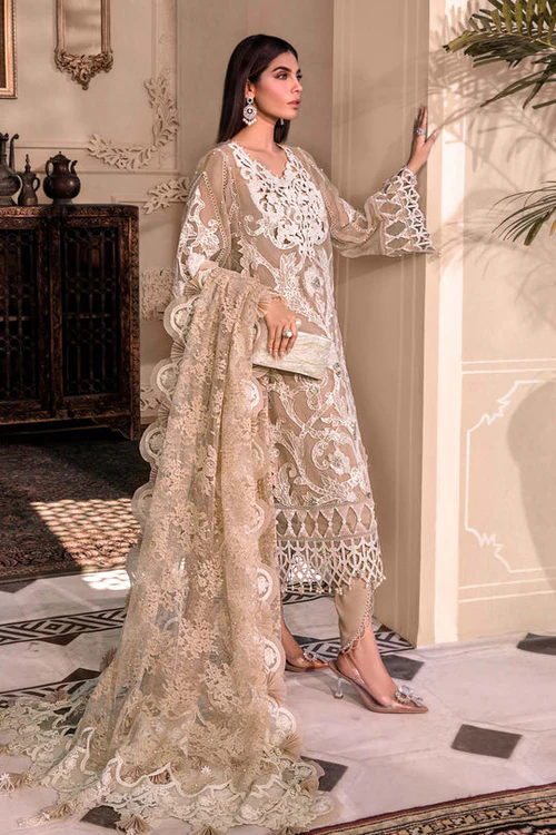 MARIA B EMBROIDERED ORGANZA SUITS UNSTITCHED 4 PIECE D8 - LUXURY COLLECTION