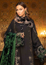 Unstitched Linen DL-907-Black and Emerald Green Maria B