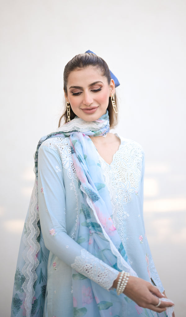 ZAHRA (ICE BLUE) - LUXURY LAWN X EID 2024